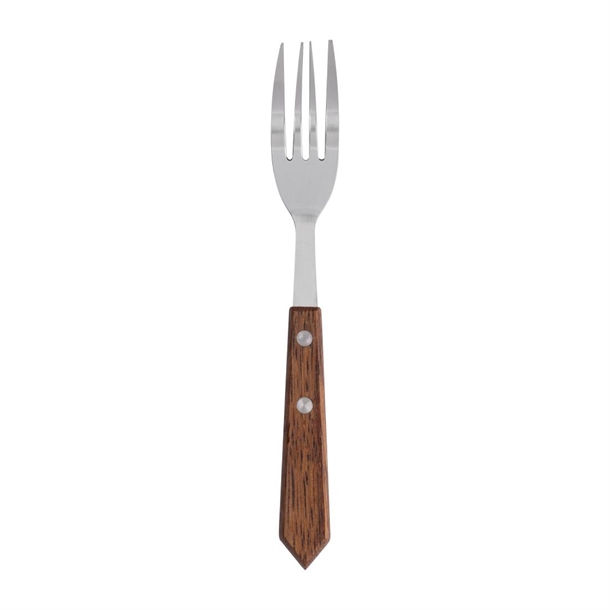 Olympia Steak Forks Wooden Handle 101mm (12 Pack) Olympia Steak Forks Wooden Handle 101mm (12 Pack)