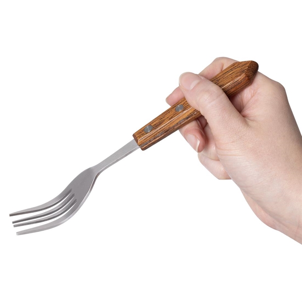 Olympia Steak Forks Wooden Handle 101mm (12 Pack) Olympia Steak Forks Wooden Handle 101mm (12 Pack)