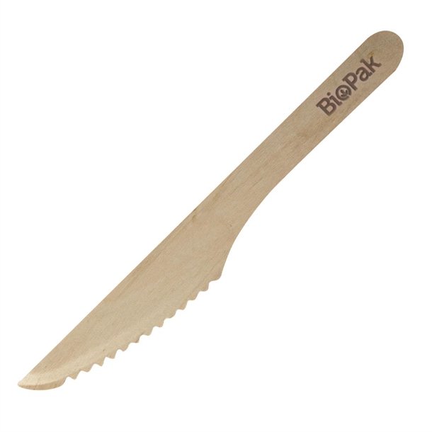 BioPak Biodegradable Coated Wooden Knives 160mm (100 Pack) BioPak Biodegradable Coated Wooden Knives 160mm (100 Pack)