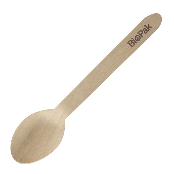 BioPak Biodegradable Coated Wooden Spoons 160mm (100 Pack) BioPak Biodegradable Coated Wooden Spoons 160mm (100 Pack)