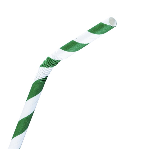Fiesta Compostable Bendy Paper Straws Green Stripes (250 Pack) Fiesta Compostable Bendy Paper Straws Green Stripes (250 Pack)