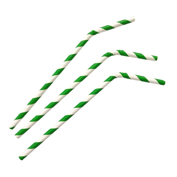 Fiesta Compostable Bendy Paper Straws Green Stripes (250 Pack) Fiesta Compostable Bendy Paper Straws Green Stripes (250 Pack)
