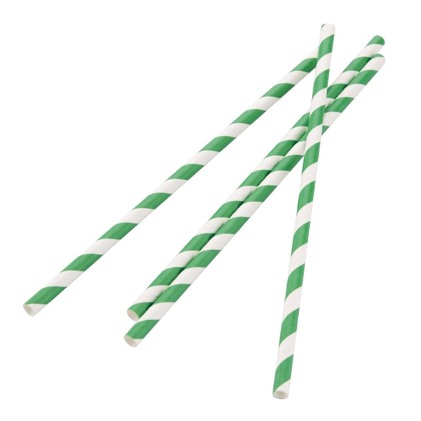 Fiesta Compostable Paper Straws Green Stripes (250 Pack) Fiesta Compostable Paper Straws Green Stripes (250 Pack)