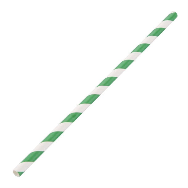 Fiesta Compostable Paper Straws Green Stripes (250 Pack) Fiesta Compostable Paper Straws Green Stripes (250 Pack)