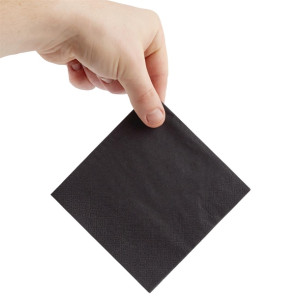 Fiesta Recyclable Cocktail Napkin Black 240x240mm 2ply 1/4 Fold (4000 Pack)