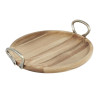 Olympia Round Dish Acacia Wood Metal Handles 345x305x80mm Olympia Round Dish Acacia Wood Metal Handles 345x305x80mm