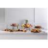 Olympia Round Dish Acacia Wood Metal Handles 345x305x80mm Olympia Round Dish Acacia Wood Metal Handles 345x305x80mm