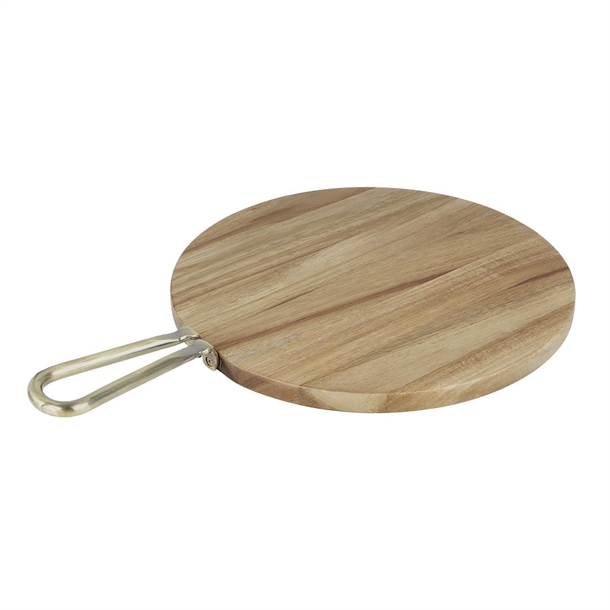 Olympia Round Paddle Board Acacia Wood With Metal Handle 505x356mm Olympia Round Paddle Board Acacia Wood With Metal Handle 505x356mm