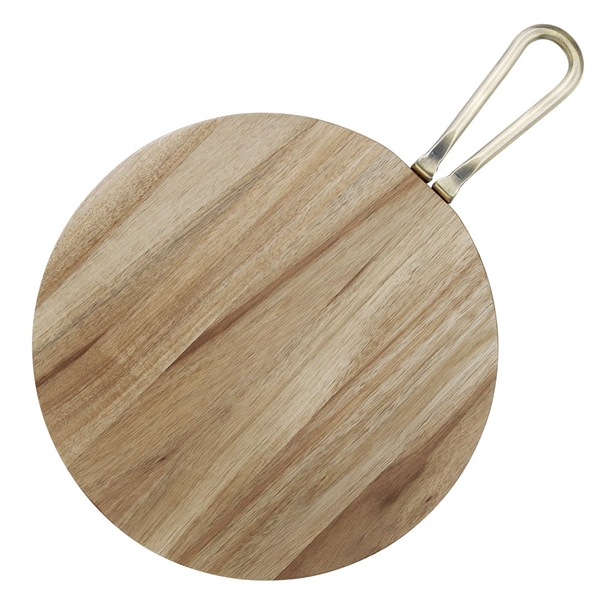 Olympia Round Paddle Board Acacia Wood With Metal Handle 505x356mm Olympia Round Paddle Board Acacia Wood With Metal Handle 505x356mm