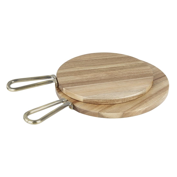 Olympia Round Paddle Board Acacia Wood With Metal Handle 505x356mm Olympia Round Paddle Board Acacia Wood With Metal Handle 505x356mm