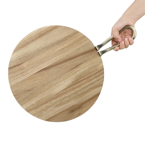 Olympia Round Paddle Board Acacia Wood With Metal Handle 505x356mm Olympia Round Paddle Board Acacia Wood With Metal Handle 505x356mm