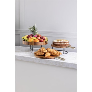 Olympia Round Paddle Board Acacia Wood With Metal Handle 505x356mm