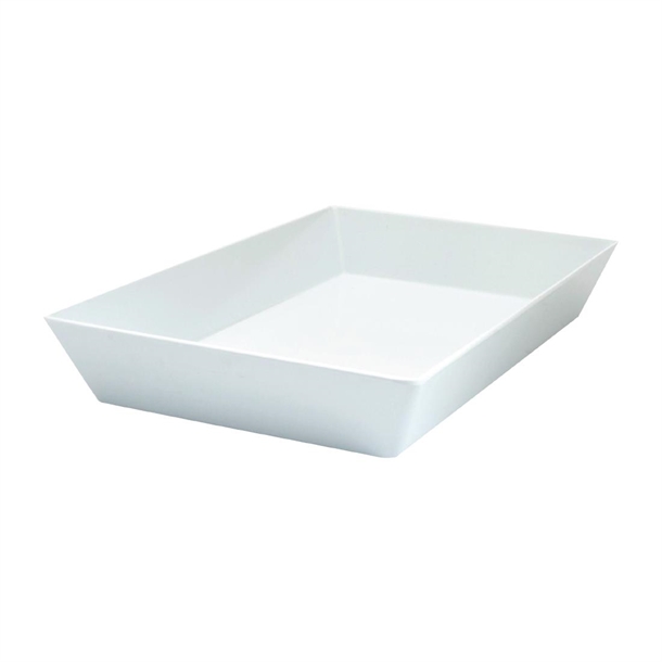 Ryner Melamine Rectangle Deep Dish White 450x300x70mm (2 Pack)