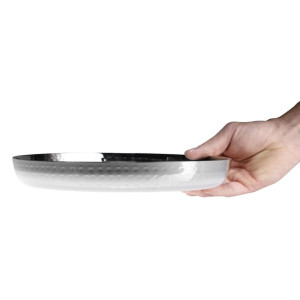 Olympia Hammered Stainless Steel Round Tray 260x35mm