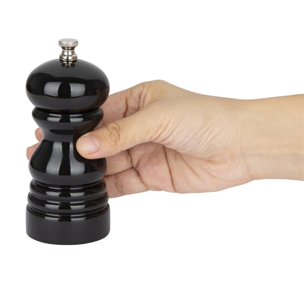 Olympia Salt Or Pepper Grinder Black Hevea Wood - 125mm Olympia Salt Or Pepper Grinder Black Hevea Wood - 125mm