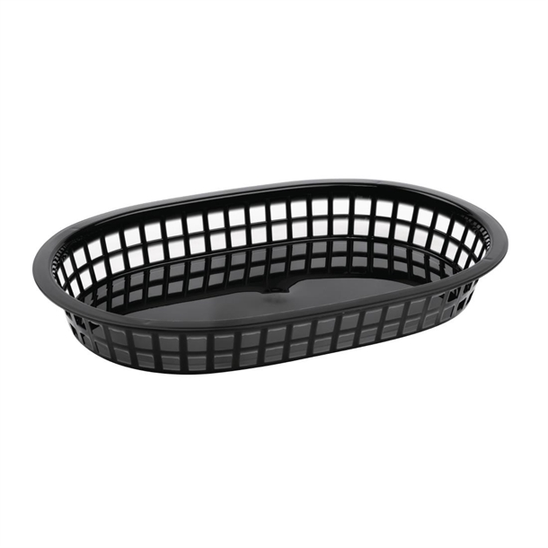 Olympia Oval Polypropylene Food Basket Black (6 Pack) Olympia Oval Polypropylene Food Basket Black (6 Pack)