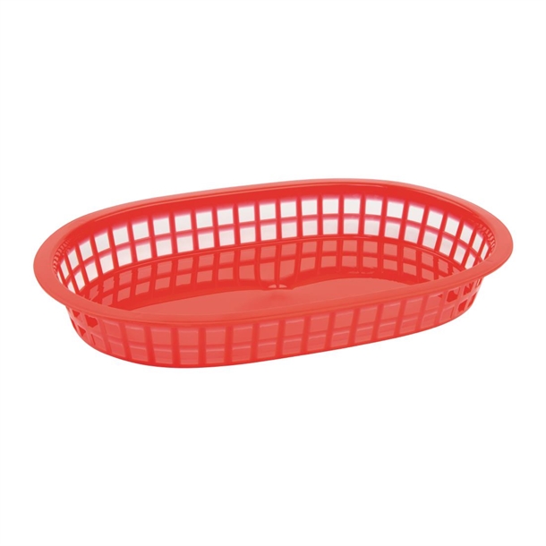 Olympia Oval Polypropylene Food Basket Red (6 Pack) Olympia Oval Polypropylene Food Basket Red (6 Pack)