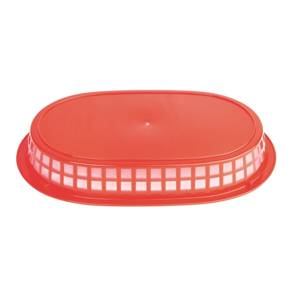 Olympia Oval Polypropylene Food Basket Red (6 Pack) Olympia Oval Polypropylene Food Basket Red (6 Pack)