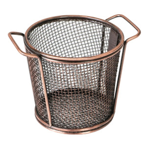 Moda Brooklyn Round Food Baskets Two Handles Antique Copper 80mm (6 Pack)