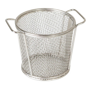 Moda Brooklyn Round Food Baskets Two Handles Stainless Steel 80mm (6 Pack)