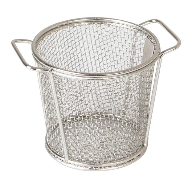 Moda Brooklyn Round Food Baskets Two Handles Stainless Steel 80mm (6 Pack)