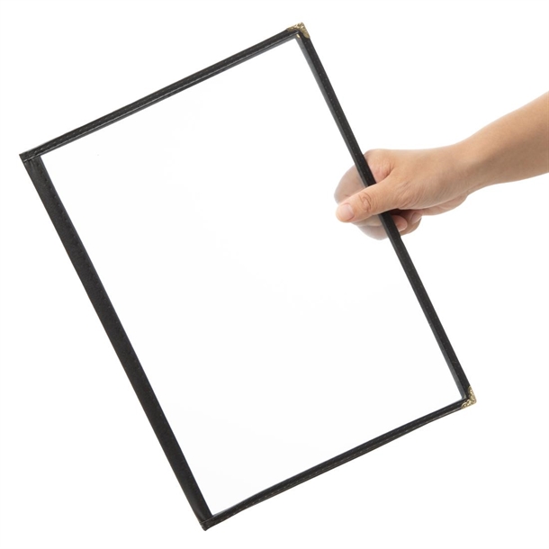 Olympia American Style Menu Cover Four Card Black A4