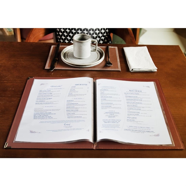 Olympia Leatherette Style Menu Cover A4 4 Card