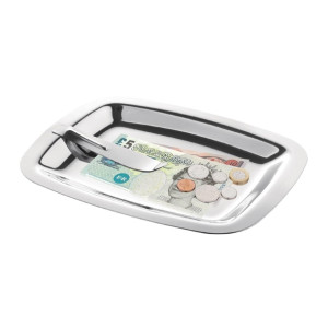 Olympia Square Stainless Steel Tip Tray With Bill Clip