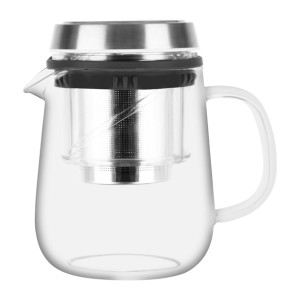 Brew Infusion Glass Teapot Screw Filter Infuser with stainless steel lid 600ml(2 Pack)