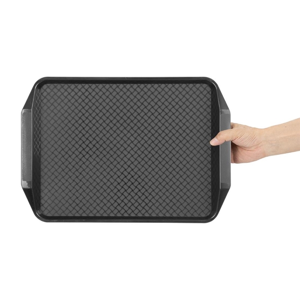 Olympia Kristallon Handled Fast Food Tray Black 435x305mm