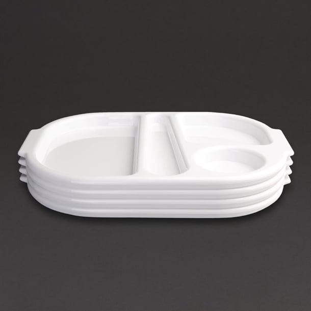 Olympia Kristallon Polycarbonate Compartment Food Trays White 375mm (10 Pack)