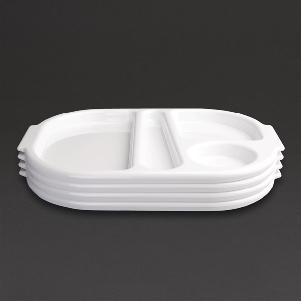Olympia Kristallon Polycarbonate Compartment Food Trays White 322mm (10 Pack) Olympia Kristallon Polycarbonate Compartment Food Trays White 322mm (10 Pack)