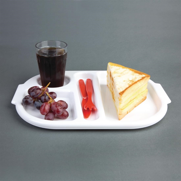 Olympia Kristallon Polycarbonate Compartment Food Trays White 322mm (10 Pack) Olympia Kristallon Polycarbonate Compartment Food Trays White 322mm (10 Pack)