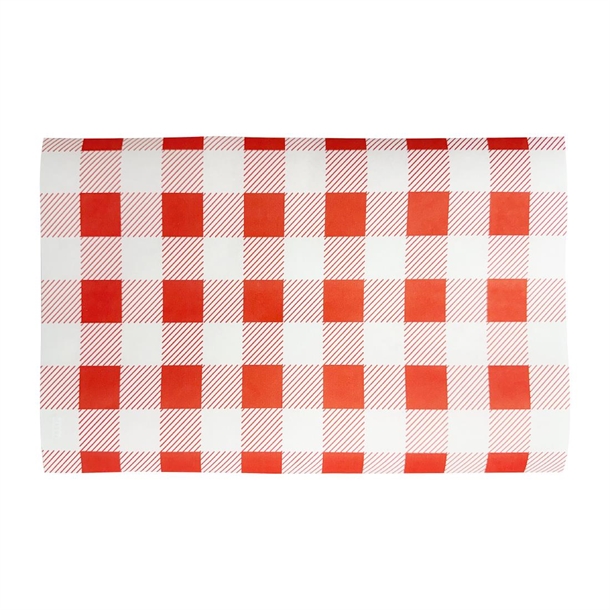 Fiesta Compostable Red Gingham Greaseproof Sheets 310x190mm (200 Pack) Fiesta Compostable Red Gingham Greaseproof Sheets 310x190mm (200 Pack)