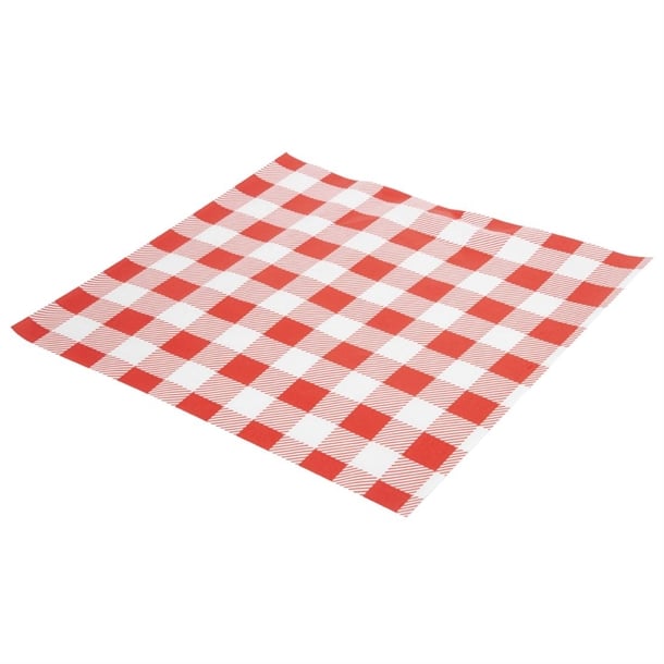 Fiesta Compostable Red Gingham Greaseproof Sheets 250x250mm (200 Pack) Fiesta Compostable Red Gingham Greaseproof Sheets 250x250mm (200 Pack)