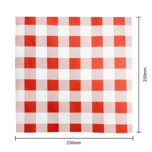 Fiesta Compostable Red Gingham Greaseproof Sheets 250x250mm (200 Pack)