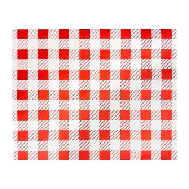 Fiesta Compostable Red Gingham Greaseproof Sheets 380x310mm (Pack 200) Fiesta Compostable Red Gingham Greaseproof Sheets 380x310mm (Pack 200)