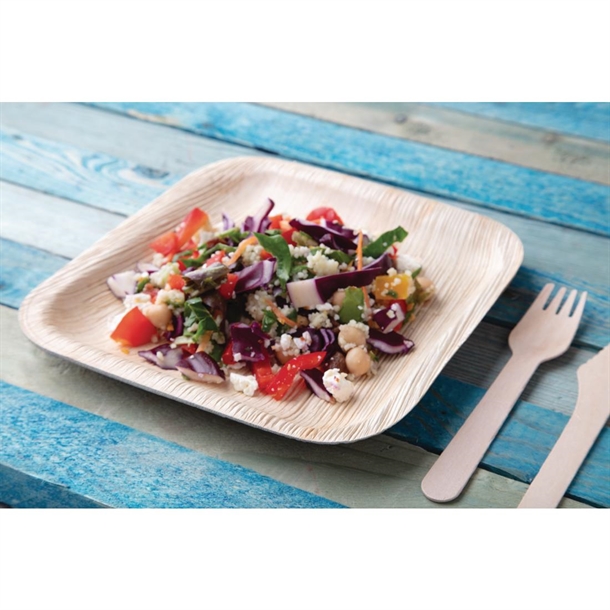 Fiesta Compostable Palm Leaf Plates Square 200mm (100 Pack)
