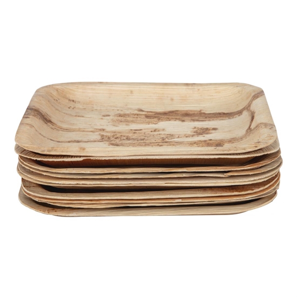 Fiesta Compostable Palm Leaf Plates Square 200mm (100 Pack)