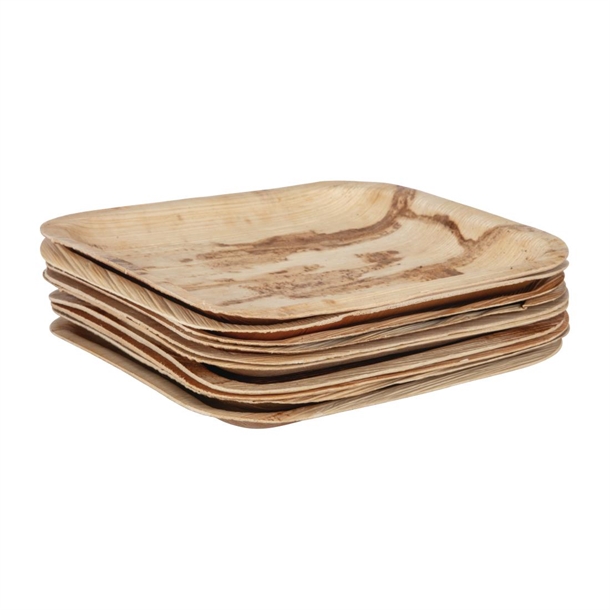 Fiesta Compostable Palm Leaf Plates Square 200mm (100 Pack)