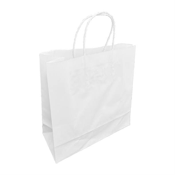 Fiesta Recyclable Twist Handle White Paper Bags Small (250 Pack)