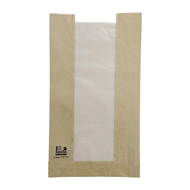 Fiesta Compostable Bread Bags with Glassine Window 320x180x40mm (Pack 1000)