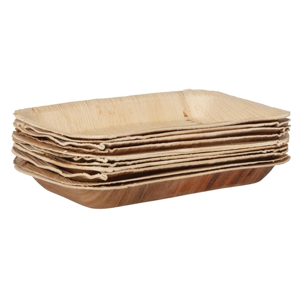 Fiesta Compostable Deep Palm Leaf Plates Rectangular 250mm (100 Pack) Fiesta Compostable Deep Palm Leaf Plates Rectangular 250mm (100 Pack)