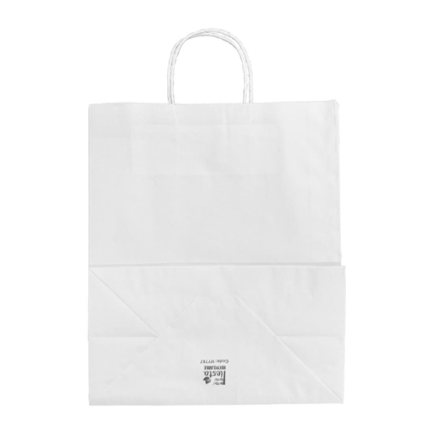 Fiesta Recyclable Twist Handle White Paper Bags Large (250 Pack)