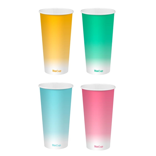 BioPak Cold Paper Biocups Coloured 600ml/90mm (1000 Pack)