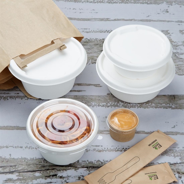 Fiesta Compostable Bagasse Lids for 400/500ml Bowl Bases (50 Pack)