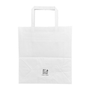 Fiesta Recyclable Flat Handle White Paper Bags Medium (250 Pack)