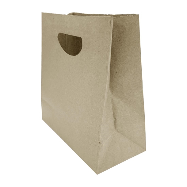 Fiesta Recyclable D Cut Handle Brown Paper Bags Medium (250 Pack)