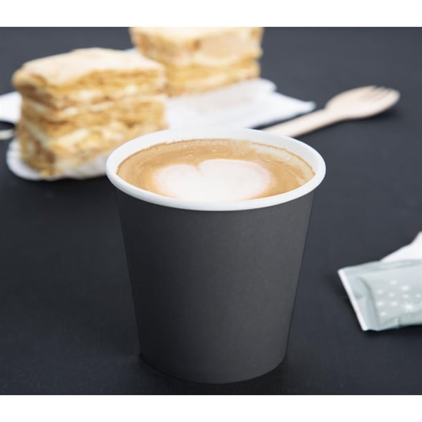 Fiesta Compostable Hot Cups Single Wall Black 177ml (50 Pack)