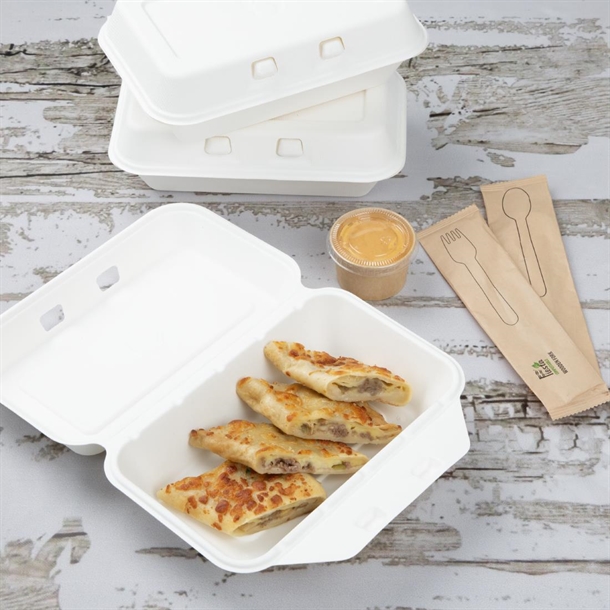 Fiesta Compostable Bagasse Food Containers 245x150mm (200 Pack) Fiesta Compostable Bagasse Food Containers 245x150mm (200 Pack)